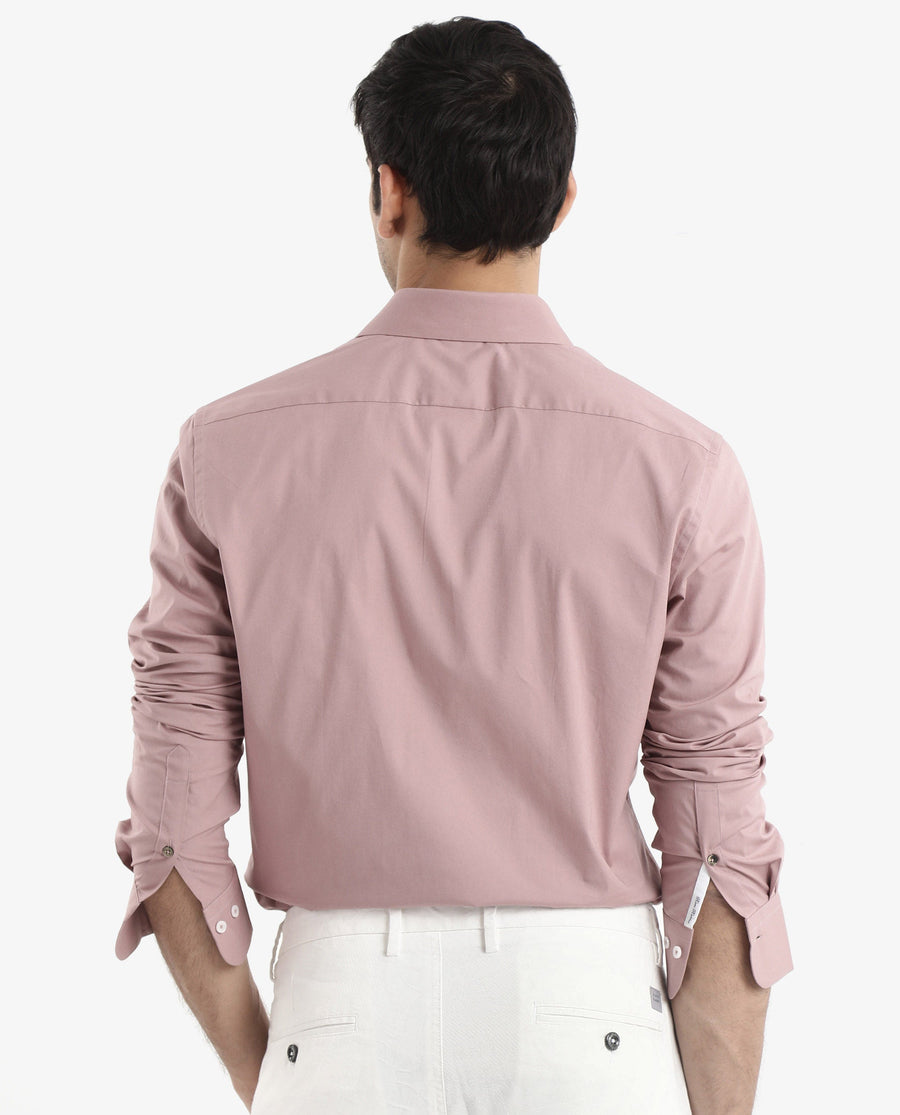 Rare Rabbit Men's Neutron-9 Dusky Pink Cotton Plain Regular Fit Full Sleeve Collared Shirt