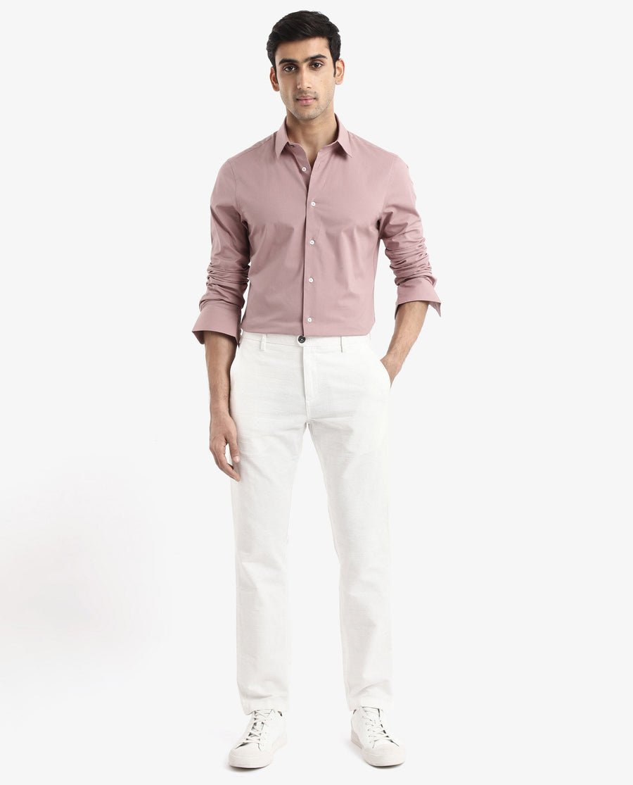 Rare Rabbit Men's Neutron-9 Dusky Pink Cotton Plain Regular Fit Full Sleeve Collared Shirt