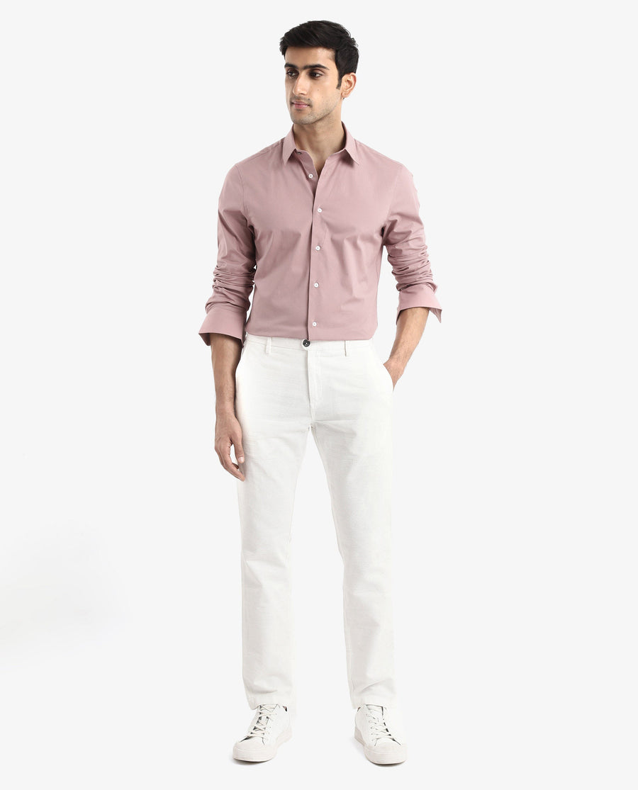 Rare Rabbit Men's Neutron-9 Dusky Pink Cotton Plain Regular Fit Full Sleeve Collared Shirt
