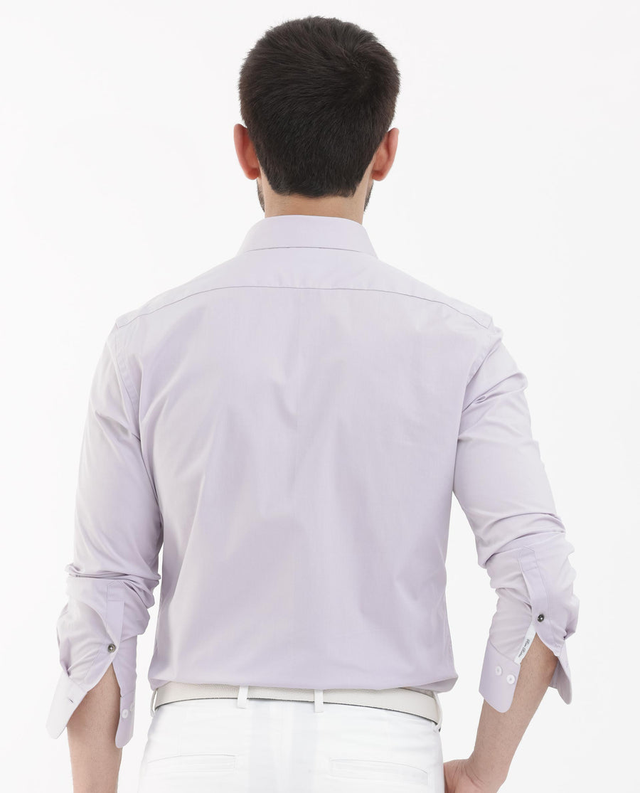 Rare Rabbit Men's Neutron8 Pastel Purple Cotton Plain Regular Fit Full Sleeve Collared Shirt
