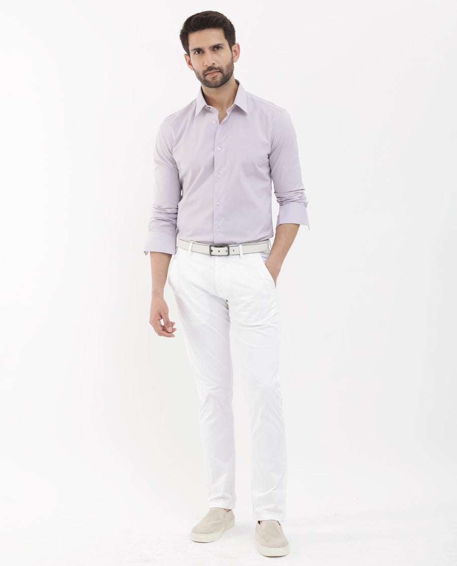 Rare Rabbit Men's Neutron8 Pastel Purple Cotton Plain Regular Fit Full Sleeve Collared Shirt