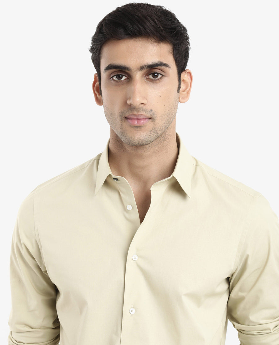 Rare Rabbit Men's Neutron-9 Pastel Green Cotton Plain Regular Fit Full Sleeve Collared Shirt