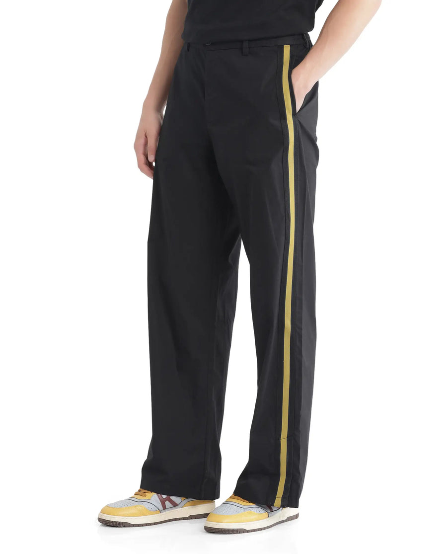 Rare Rabbit Men's Newnon Black Cotton Plain Baggy Fit Track Pant