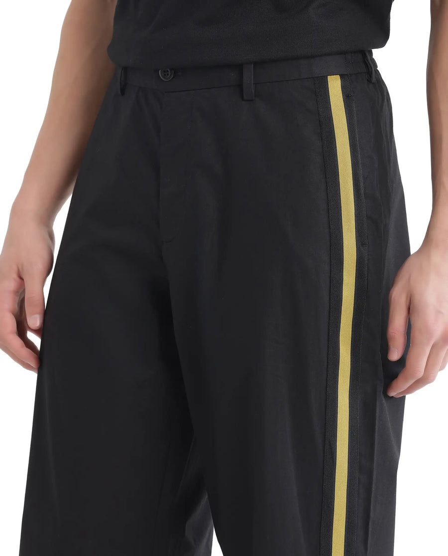 Rare Rabbit Men's Newnon Black Cotton Plain Baggy Fit Track Pant