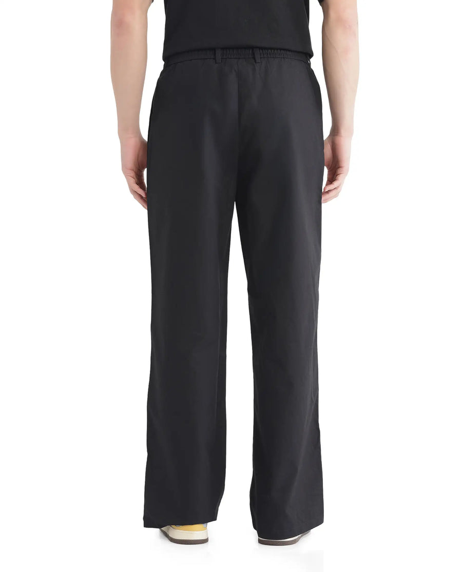 Rare Rabbit Men's Newnon Black Cotton Plain Baggy Fit Track Pant