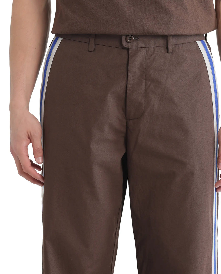 Rare Rabbit Men's Newnon Brown Cotton Plain Baggy Fit Track Pant
