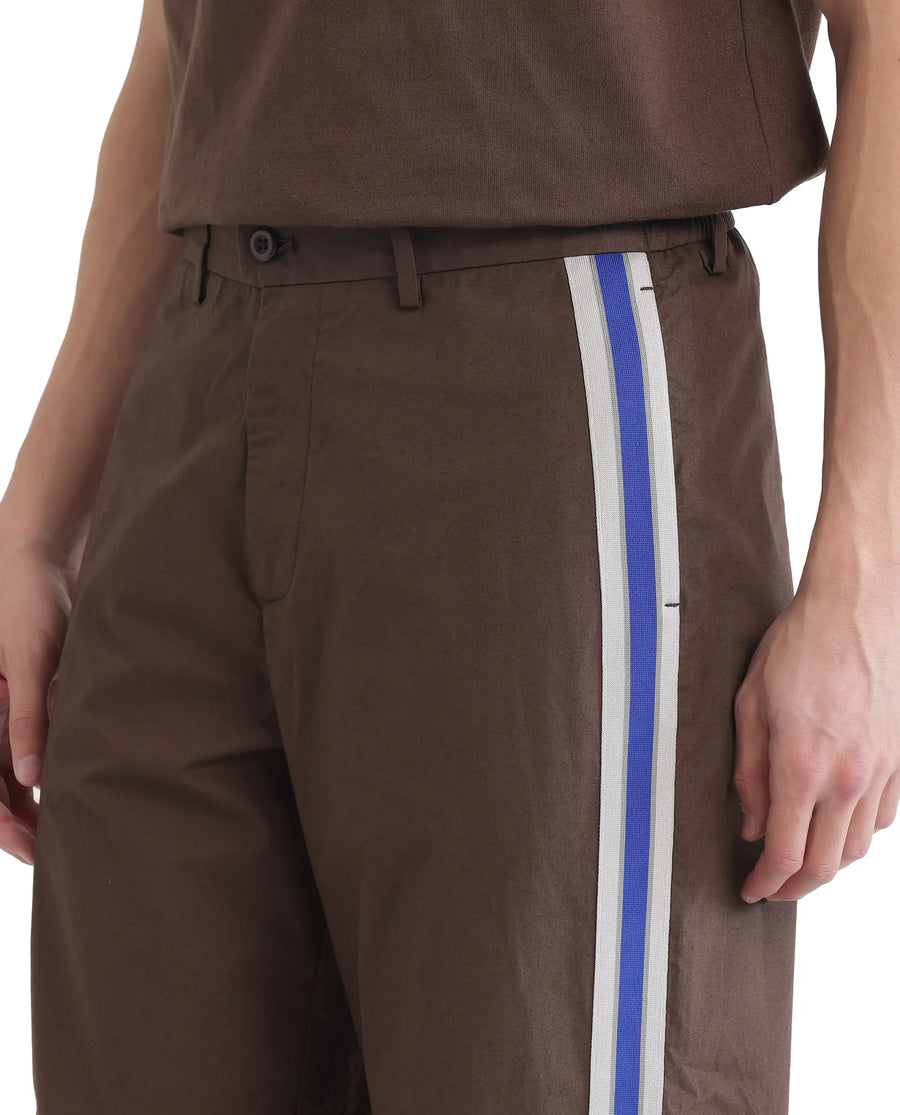 Rare Rabbit Men's Newnon Brown Cotton Plain Baggy Fit Track Pant
