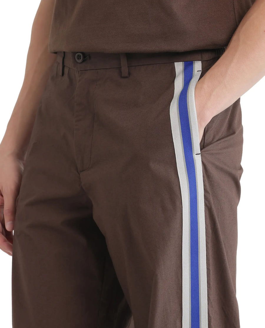 Rare Rabbit Men's Newnon Brown Cotton Plain Baggy Fit Track Pant