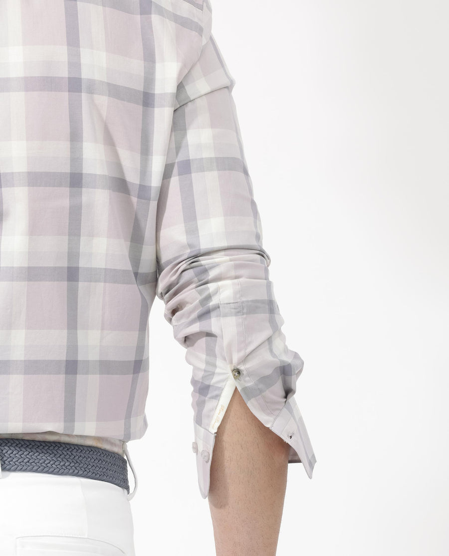 Rare Rabbit Men's Dusky Dusky Purple Cotton Checked Print Regular Fit Full Sleeve Collared Shirt