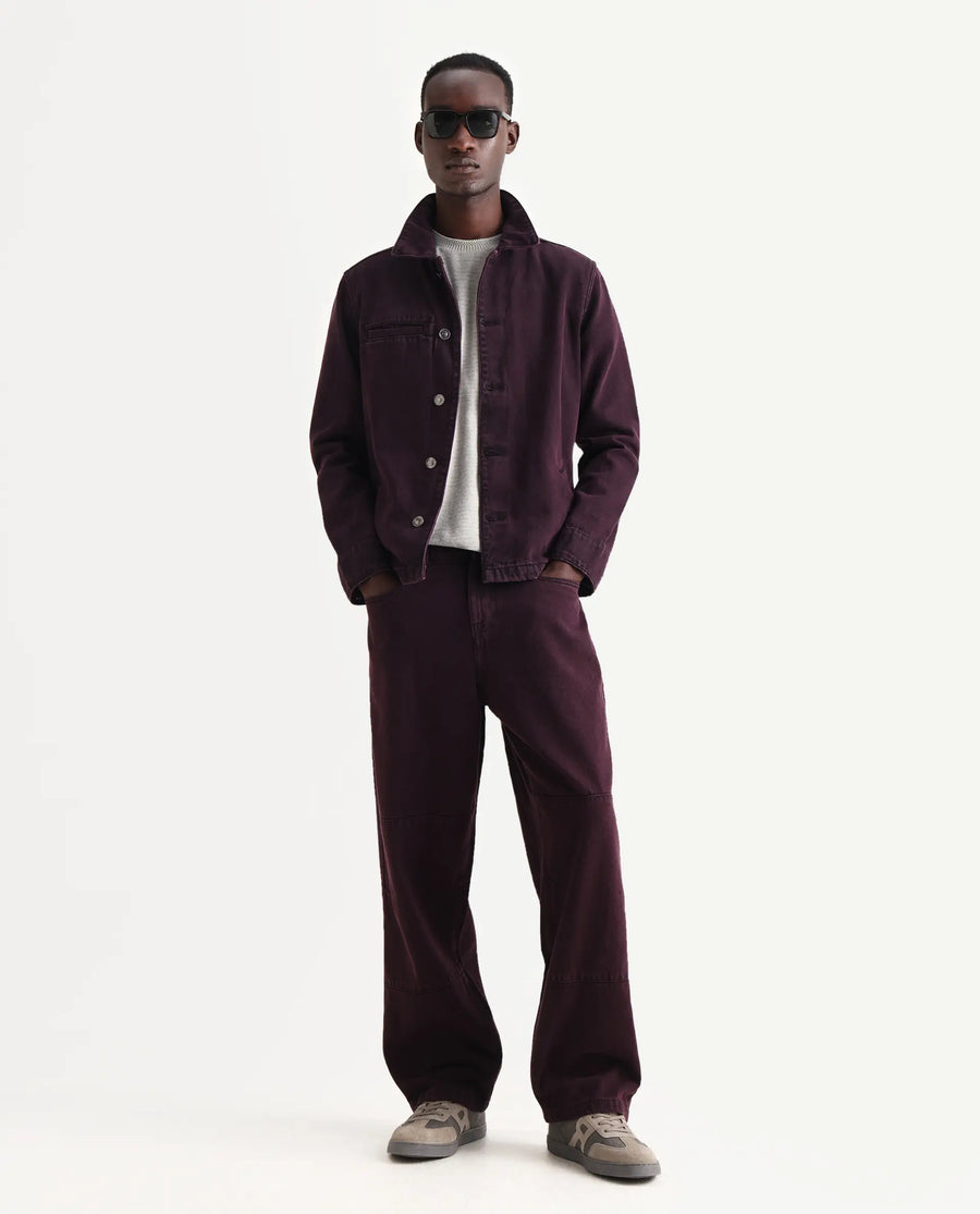 Rare Rabbit Men's Nio Dark Purple Cotton Plain Regular Fit Full Sleeve Spread Collar Jacket