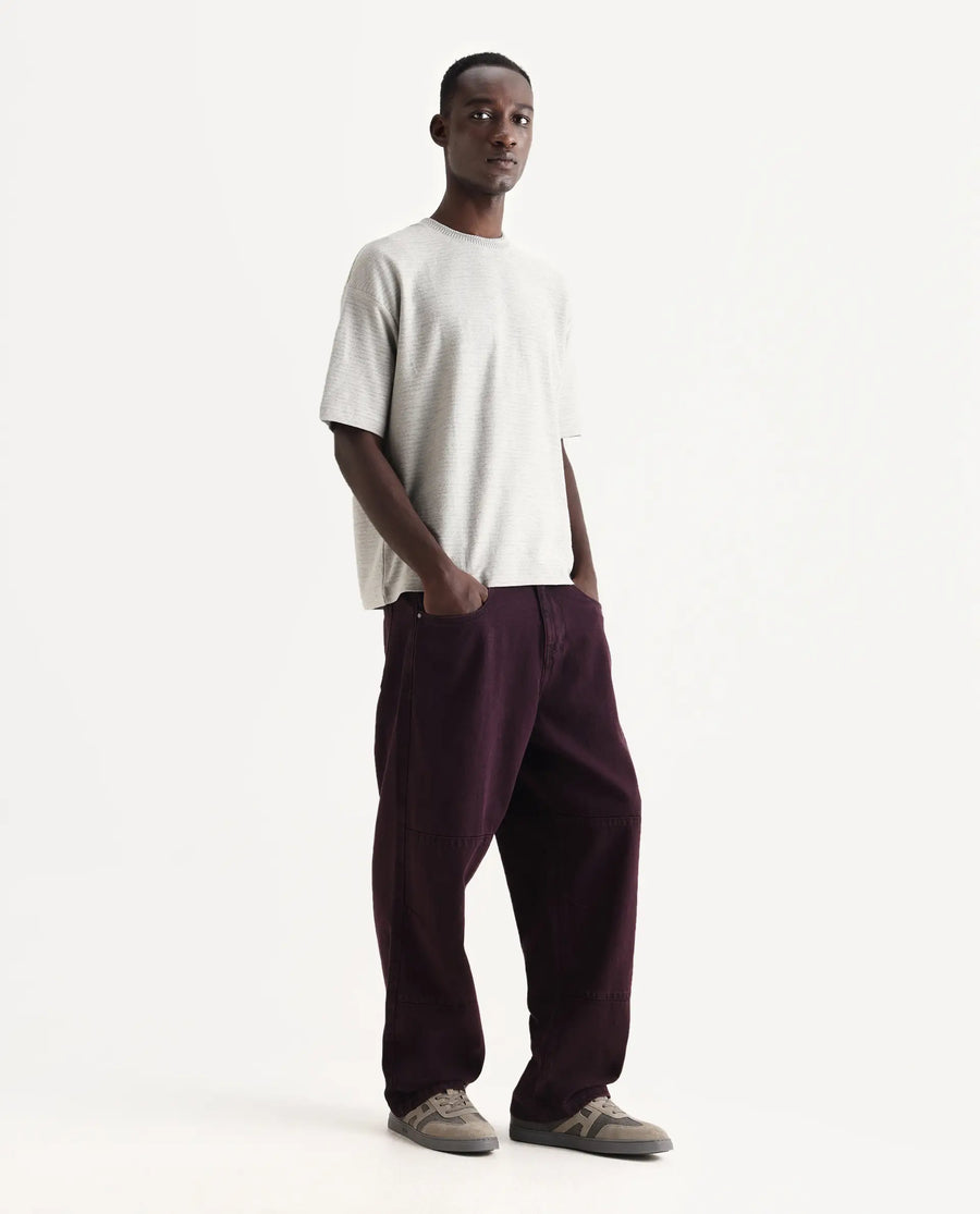 Rare Rabbit Men's Cotton Plain Baggy Fit Jeans