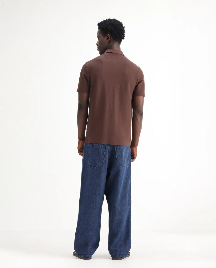 Rare Rabbit Men's Niot Blue Cotton Plain Baggy Fit Jeans