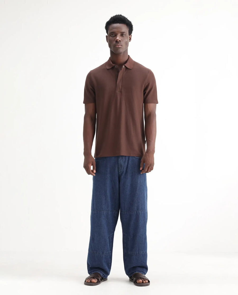 Rare Rabbit Men's Niot Blue Cotton Plain Baggy Fit Jeans