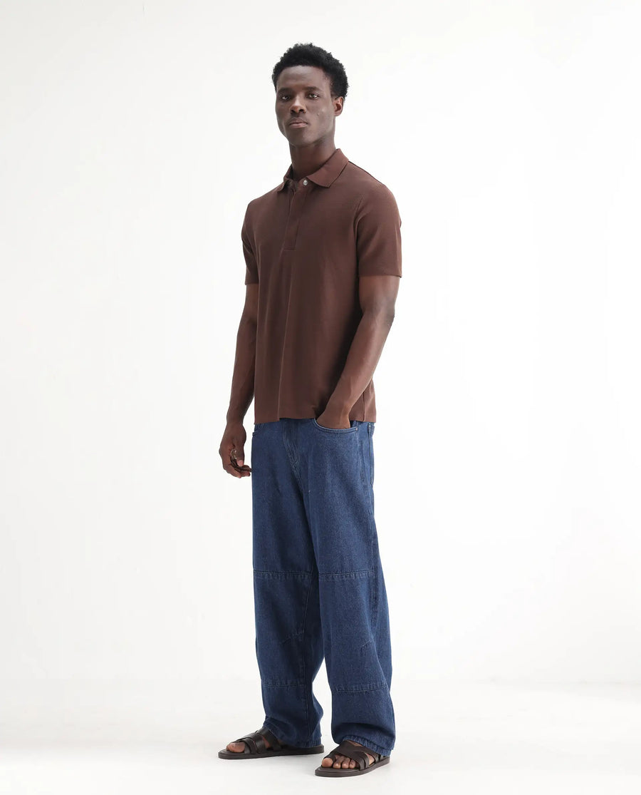 Rare Rabbit Men's Niot Blue Cotton Plain Baggy Fit Jeans