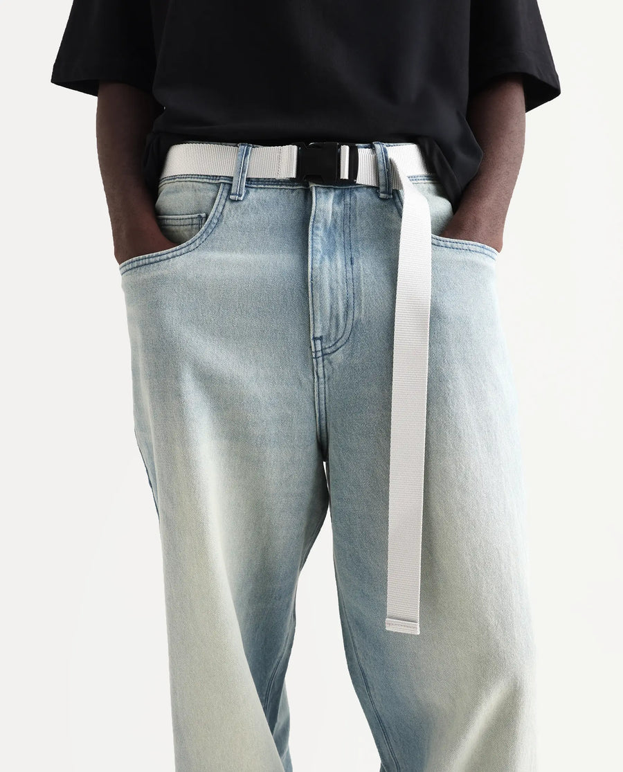 Rare Rabbit Men's Niretor-2 Light Blue Cotton Plain Baggy Fit Jeans