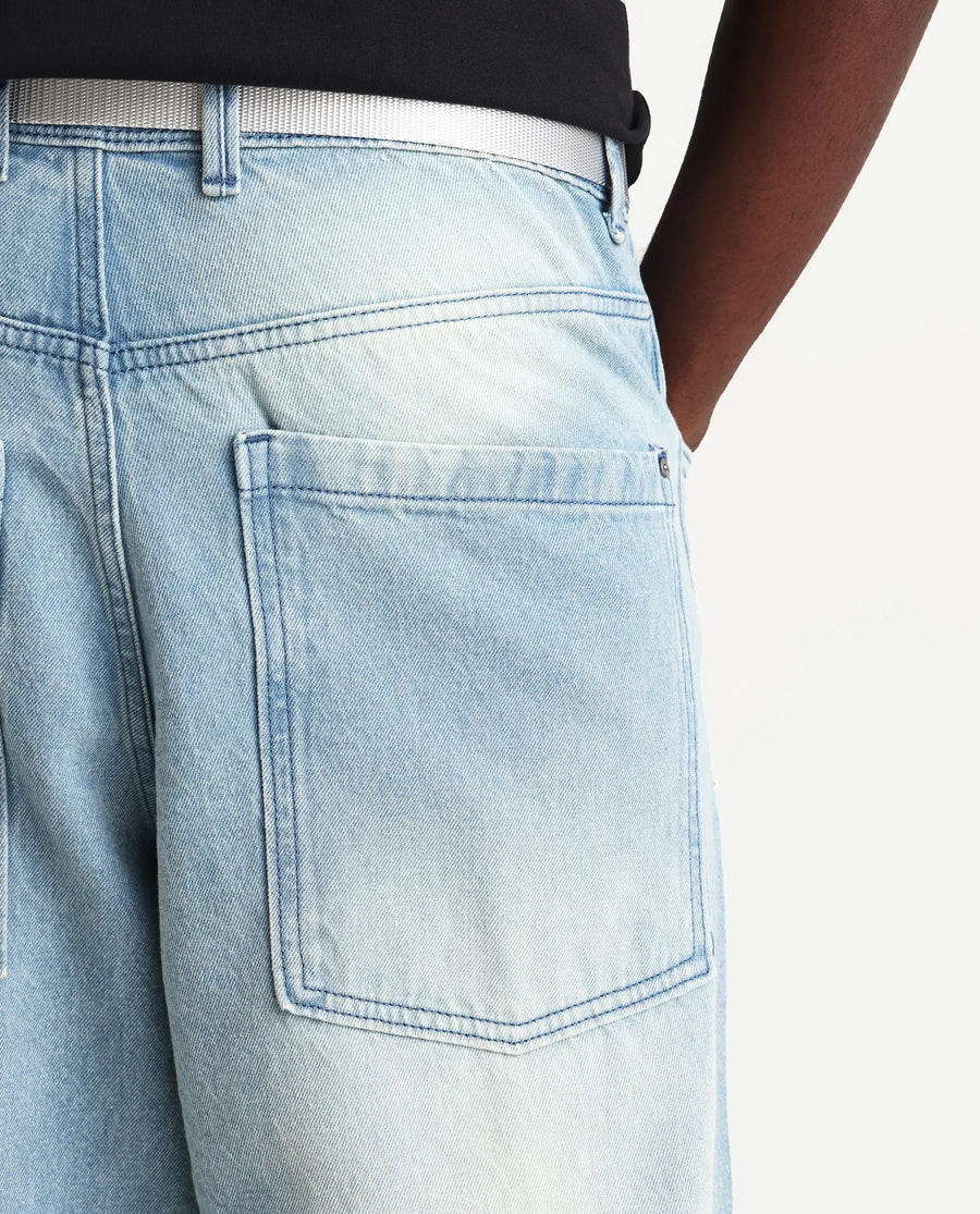 Rare Rabbit Men's Niretor-2 Light Blue Cotton Plain Baggy Fit Jeans