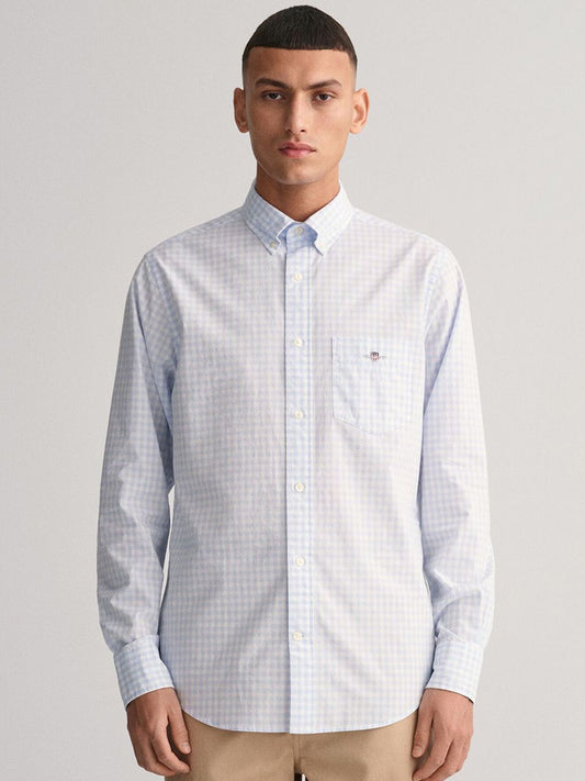 GANT Men Gingham Checked Button-Down Collar Cotton Casual Shirt