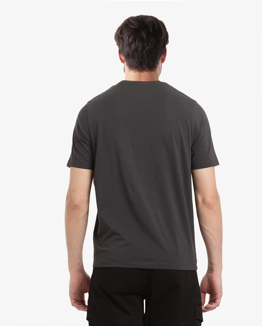 Rare Rabbit Men's Noam Dark Grey Cotton Graphic Print Regular Fit Half Sleeve Crew Neck T-Shirt