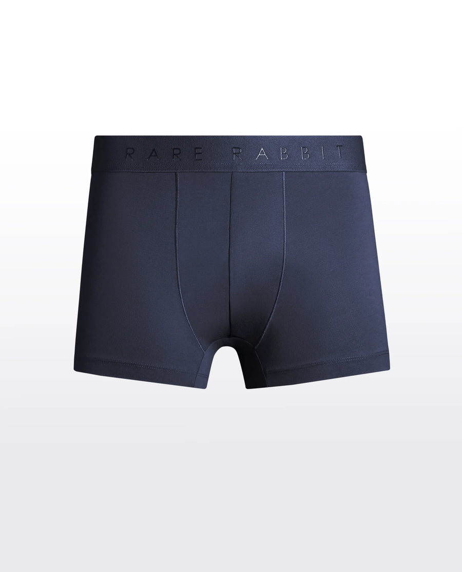 Rare Rabbit Men Now Navy Soft Cotton Stretch Trunks (Pack Of 3)