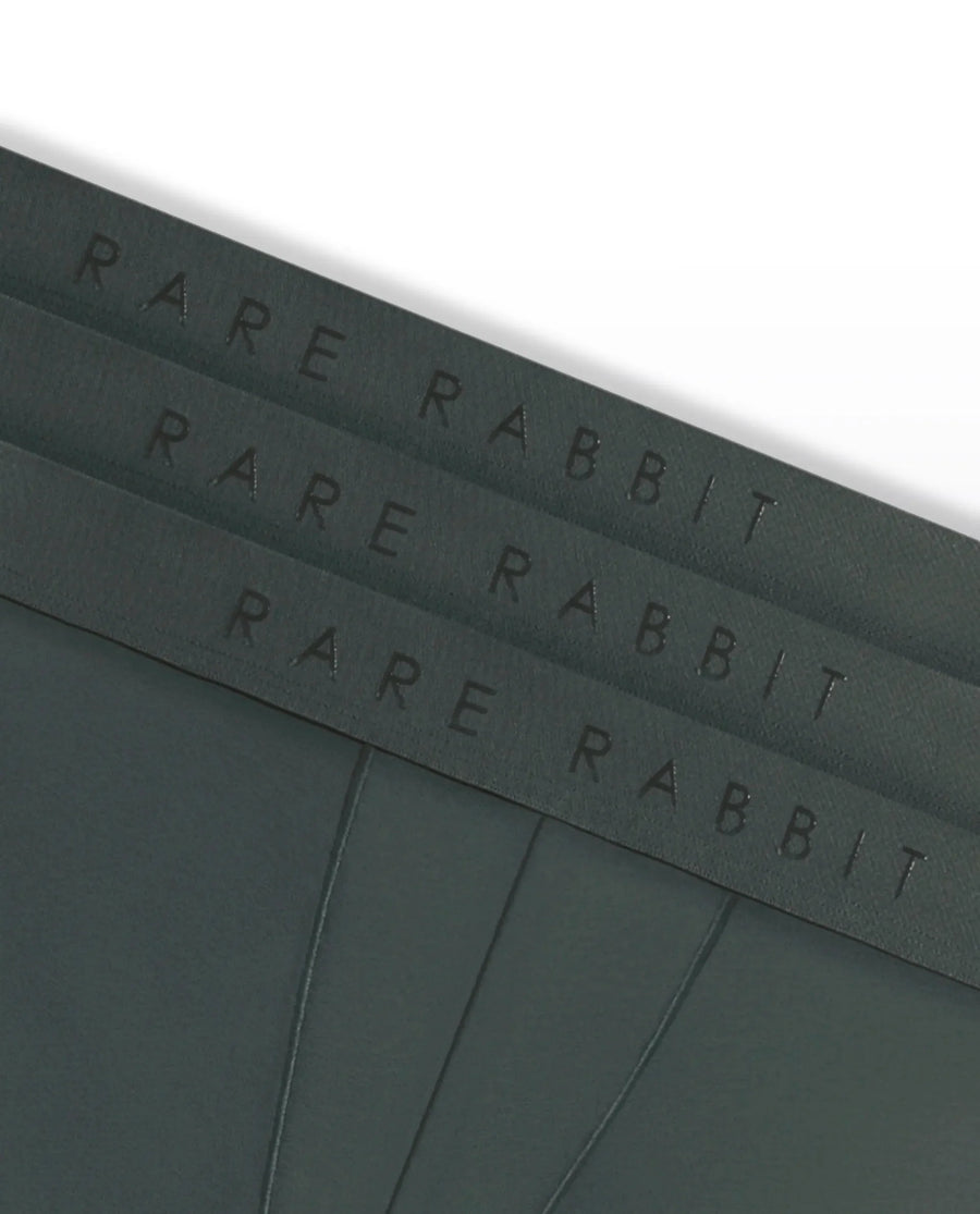 Rare Rabbit Men Now Olive Soft Cotton Stretch Trunks (Pack Of 3)
