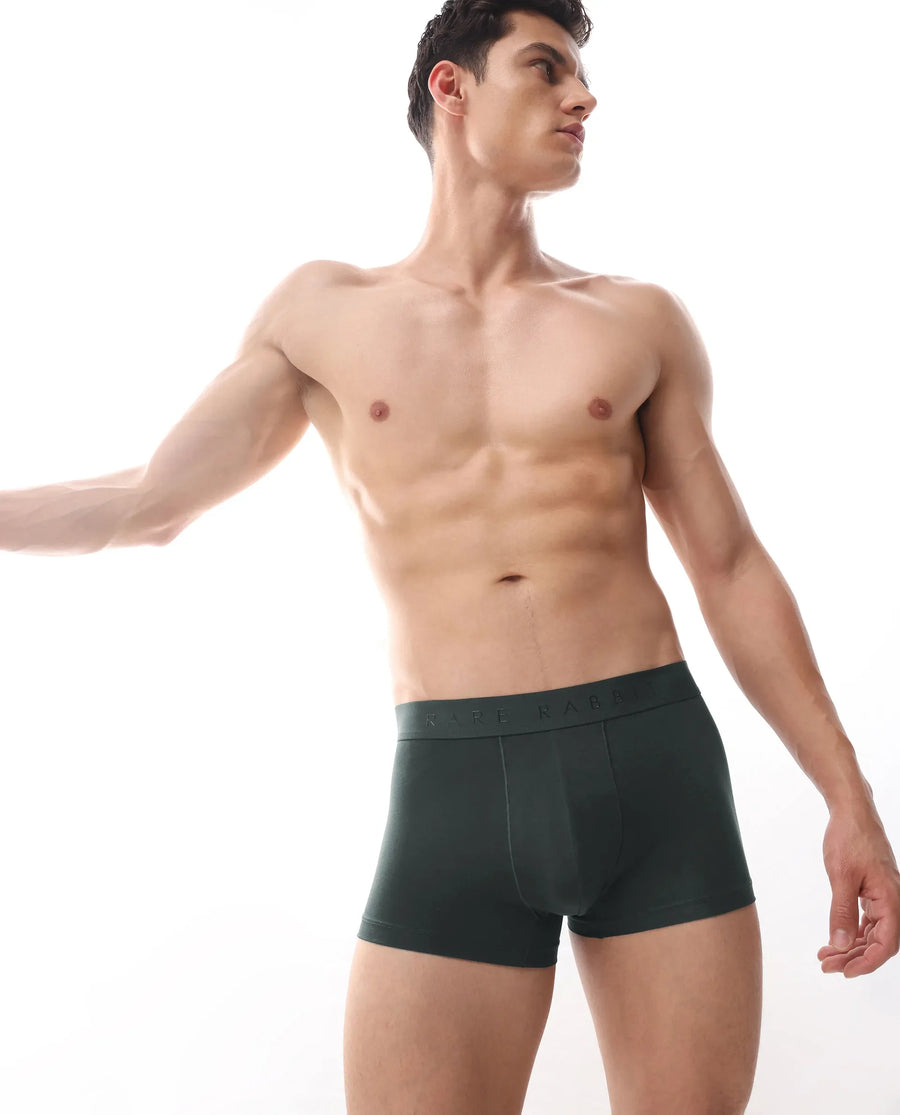 Rare Rabbit Men Now Olive/Prune/Teal Soft Cotton Stretch Trunks (Pack Of 3)
