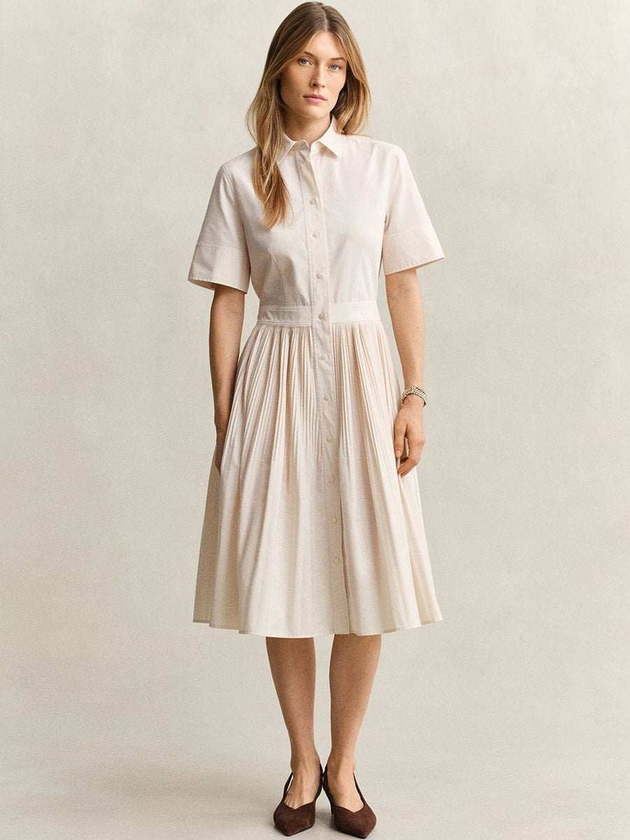 Gant Women Off White Solid Regular Fit Dress