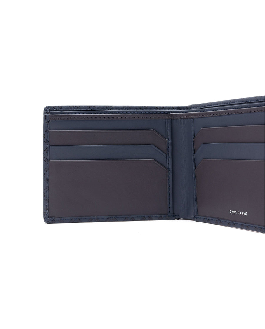 Rare Rabbit Men's Bamb Blue Bi-Fold Slim Rfid Embossed Wallet