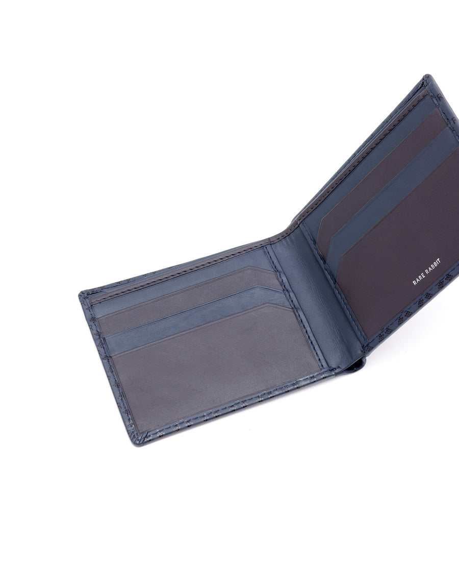 Rare Rabbit Men's Bamb Blue Bi-Fold Slim Rfid Embossed Wallet
