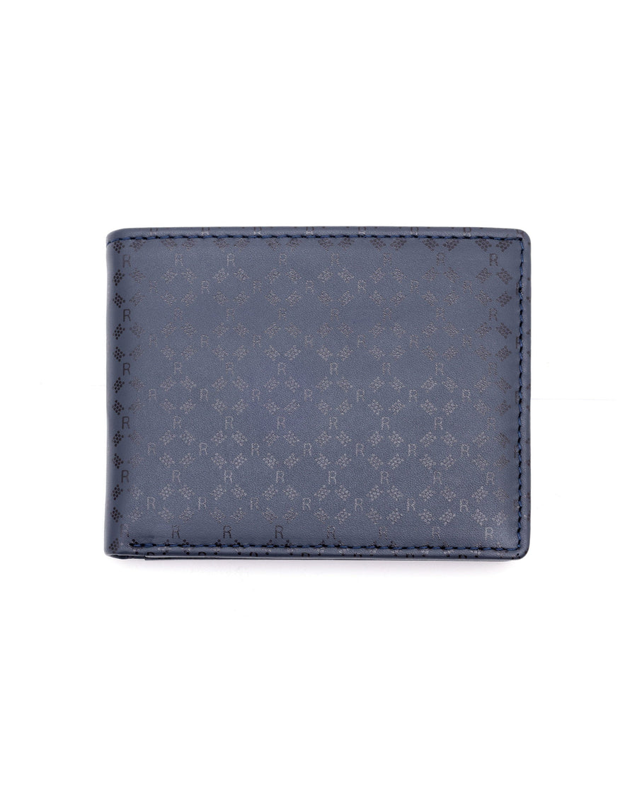 Rare Rabbit Men's Bamb Blue Bi-Fold Slim Rfid Embossed Wallet