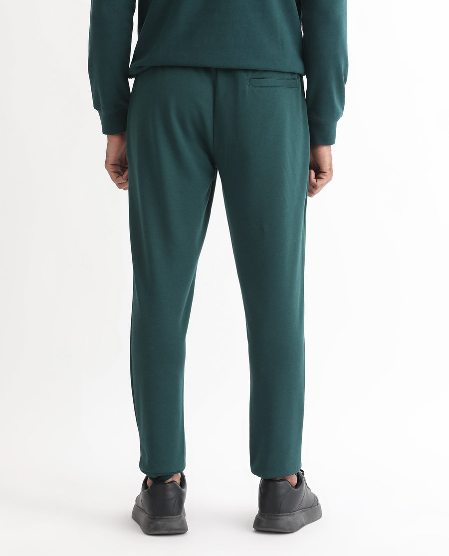 Rare Rabbit Men's Oza Dark Green Cotton Plain Regular Fit Jogers