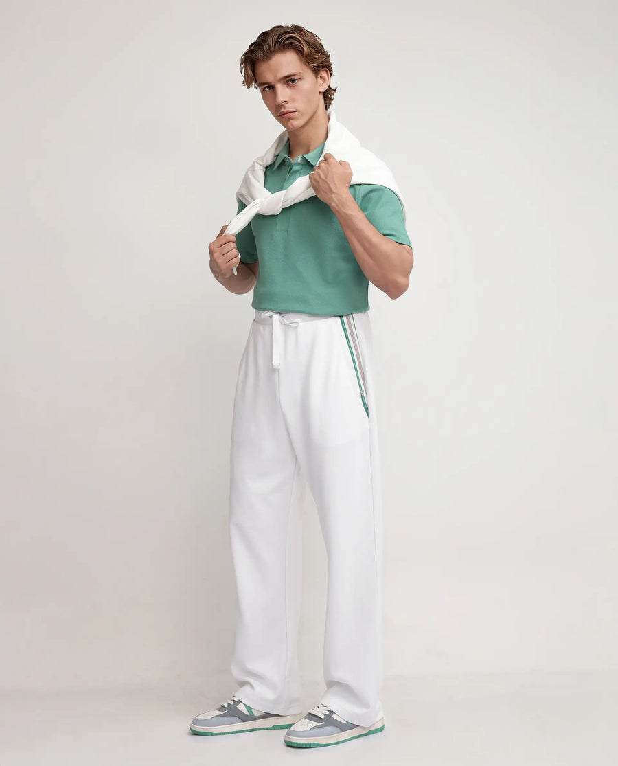 Rare Rabbit Men's Oblic White Cotton Blend Plain Relaxed Fit Track Pant