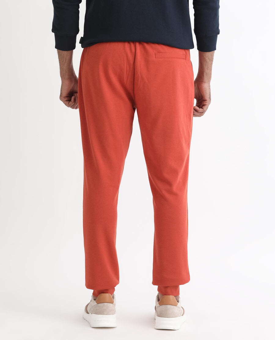 Rare Rabbit Men's Ogano Rust Cotton Plain Regular Fit Joggers