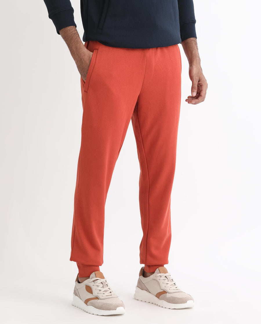 Rare Rabbit Men's Ogano Rust Cotton Plain Regular Fit Joggers