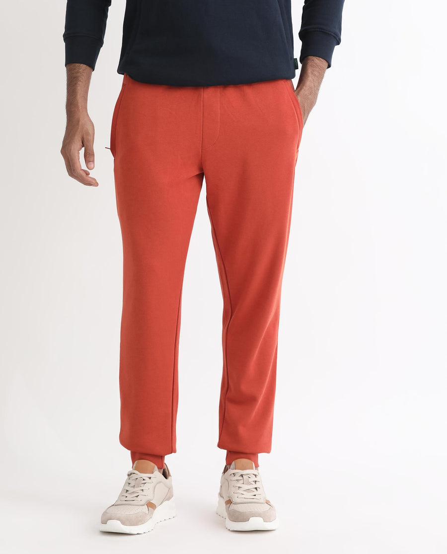Rare Rabbit Men's Ogano Rust Cotton Plain Regular Fit Joggers
