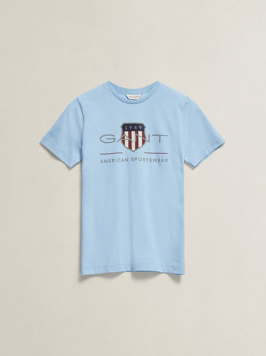 Gant Boys Blue Printed Regular Fit Archieve Shield T-Shirt