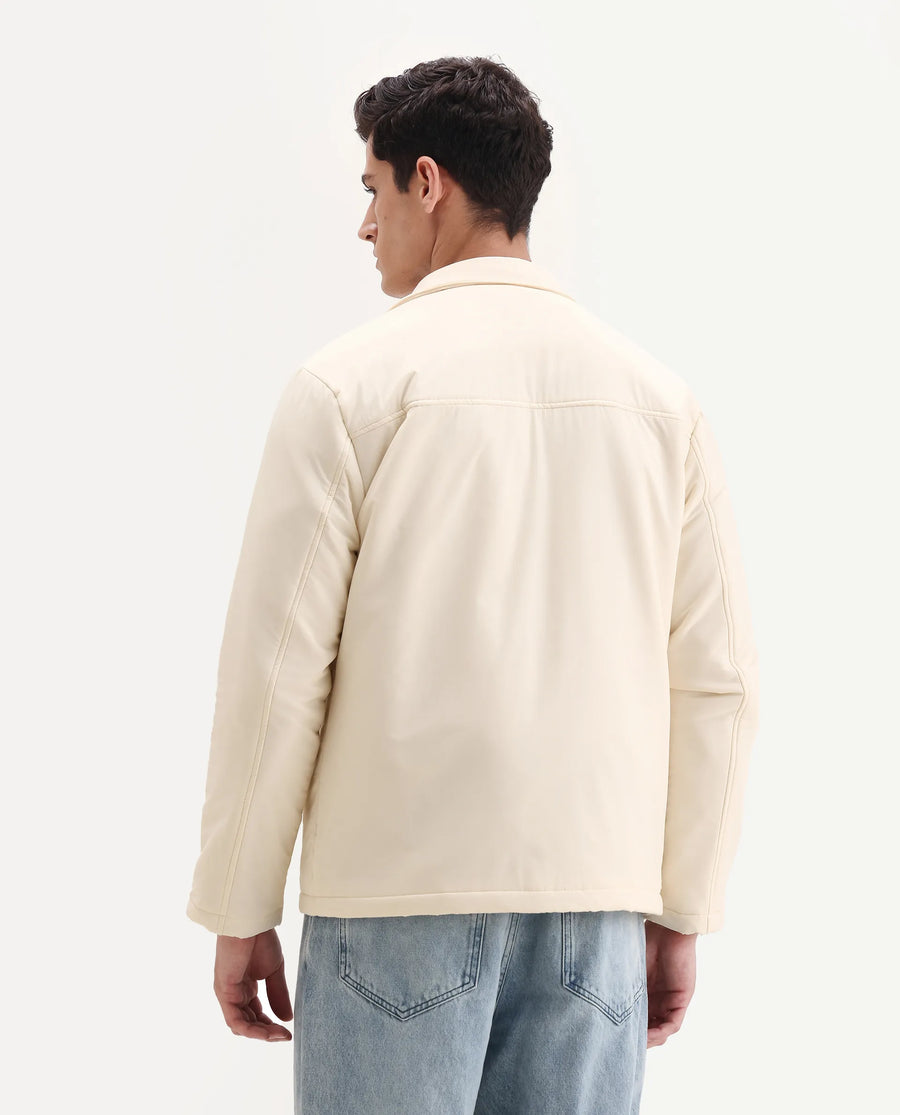 Rare Rabbit Men's Olva Light Yellow Polyester Fabric Collared Neck Regular Plain Jacket