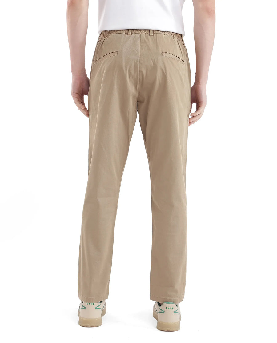 Rare Rabbit Men's Orany Olive Cotton Plain Regular Fit Trouser