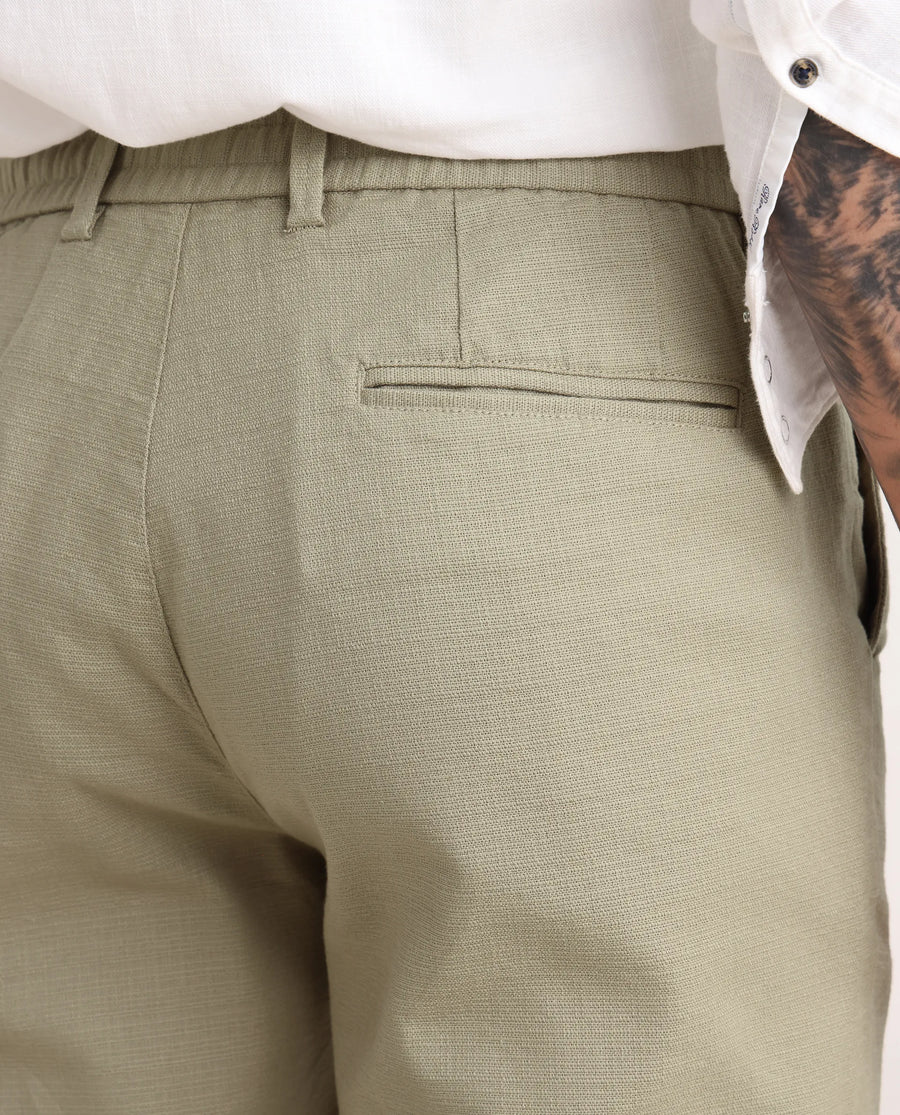 Rare Rabbit Men's Oros Light Olive Cotton Blend Fabric Regular Fit Plain Trouser