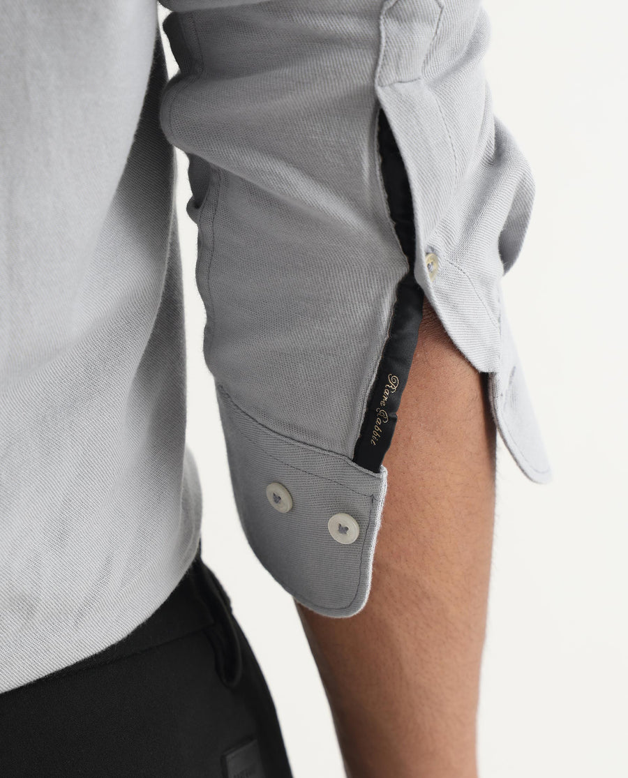 Rare Rabbit Men's Otago Grey Cotton Plain Regular Fit Full Sleeve Collared Shirt