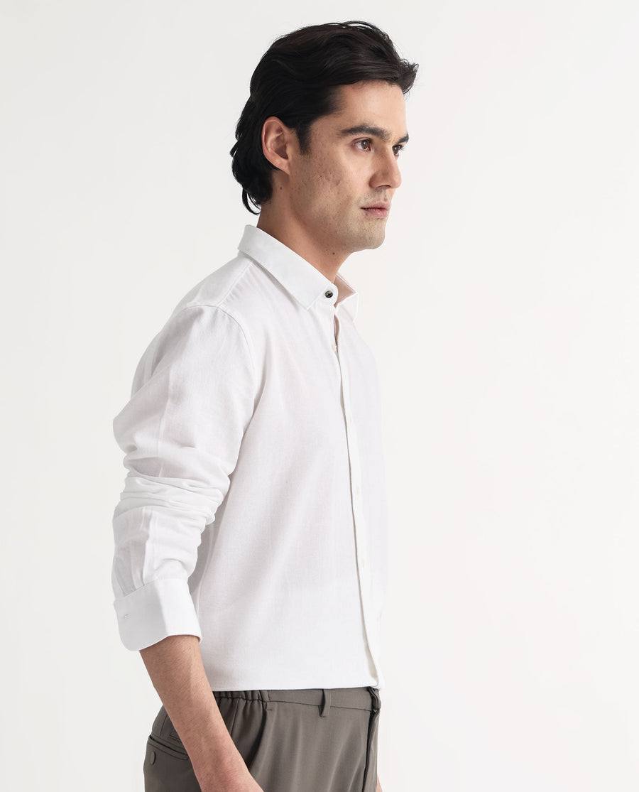 Rare Rabbit Men's Otago White Cotton Plain Regular Fit Full Sleeve Collared Shirt