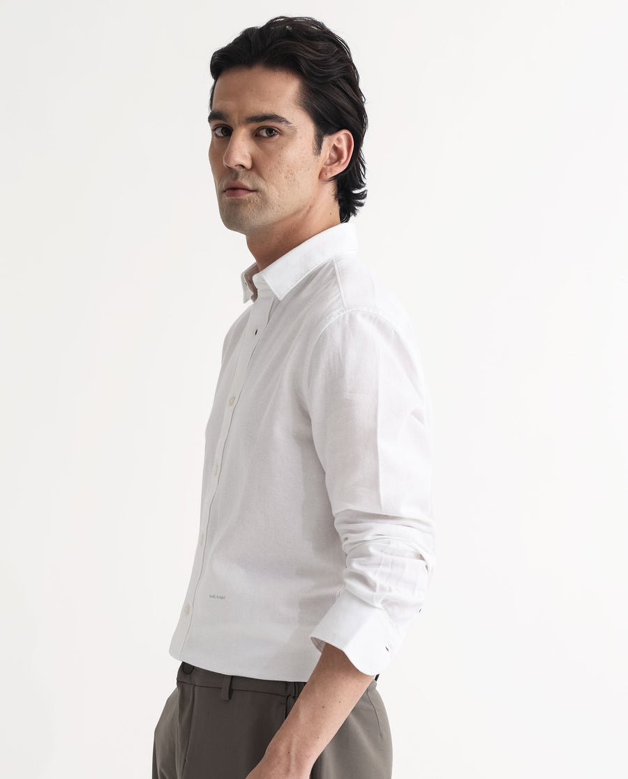 Rare Rabbit Men's Otago White Cotton Plain Regular Fit Full Sleeve Collared Shirt