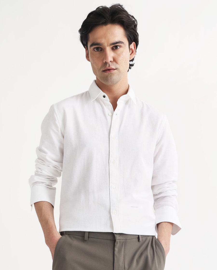 Rare Rabbit Men's Otago White Cotton Plain Regular Fit Full Sleeve Collared Shirt