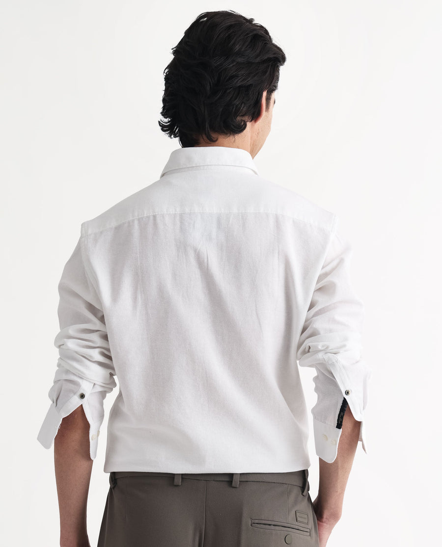 Rare Rabbit Men's Otago White Cotton Plain Regular Fit Full Sleeve Collared Shirt