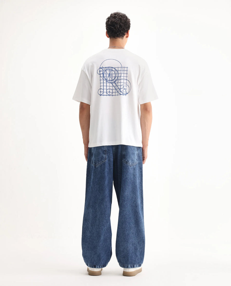 Rare Rabbit Men's Otto Light Blue Cotton Plain Baggy Fit Jeans