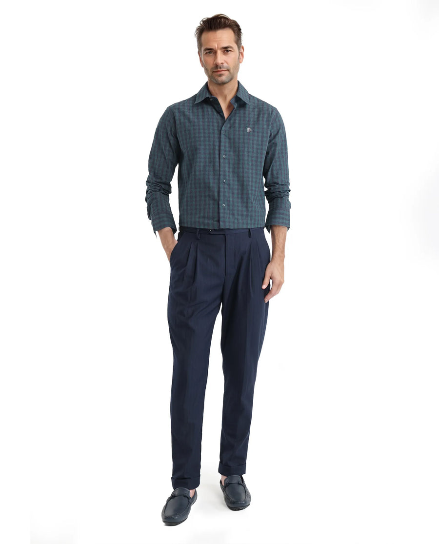 Rare Rabbit Men's Otts Dark Green Checked Print Regular Fit Full Sleeve Collared Shirt