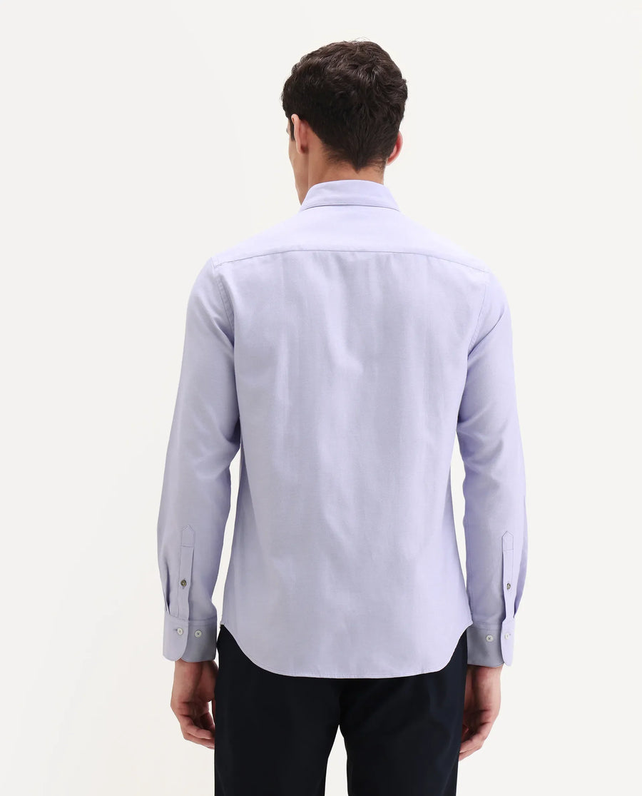Rare Rabbit Men's Oxfom Light Purple Cotton Embroidered Regular Fit Full Sleeve Collared Shirt