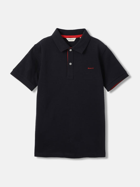 GANT Boys Solid Polo Collar Cotton T-shirt