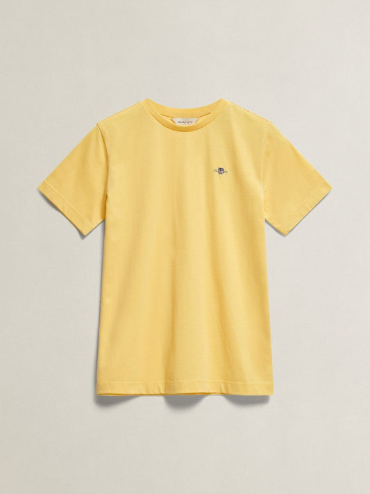 Gant Boys Yellow Solid Regular Fit Shield T-Shirt