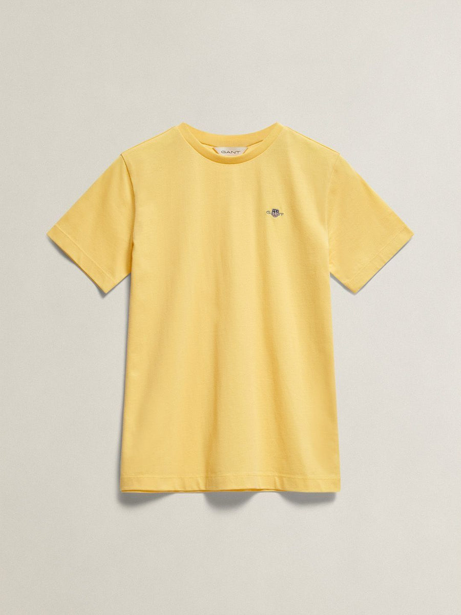 Gant Boys Yellow Solid Regular Fit Shield T-Shirt