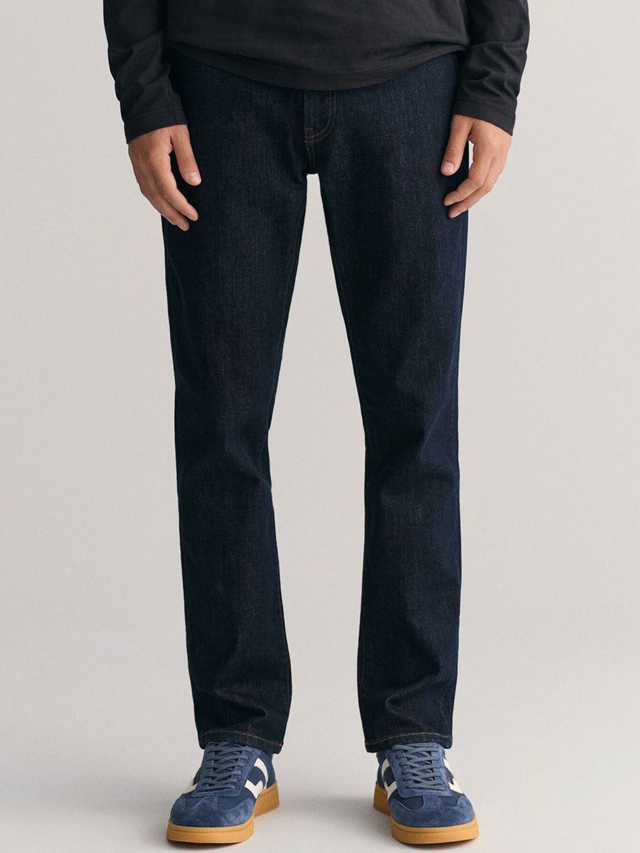 GANT Men Washed Slim Fit Mid-Rise Low Jeans